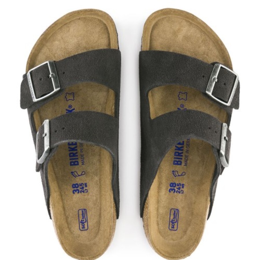 Men'S Birkenstock Travel | Birkenstock Men'S Arizona Soft Footbed In Velvet Grey Suede