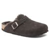 Women'S Birkenstock Slip Ons | Birkenstock Women'S Boston Shearling In Mocha Suede/ Shearling