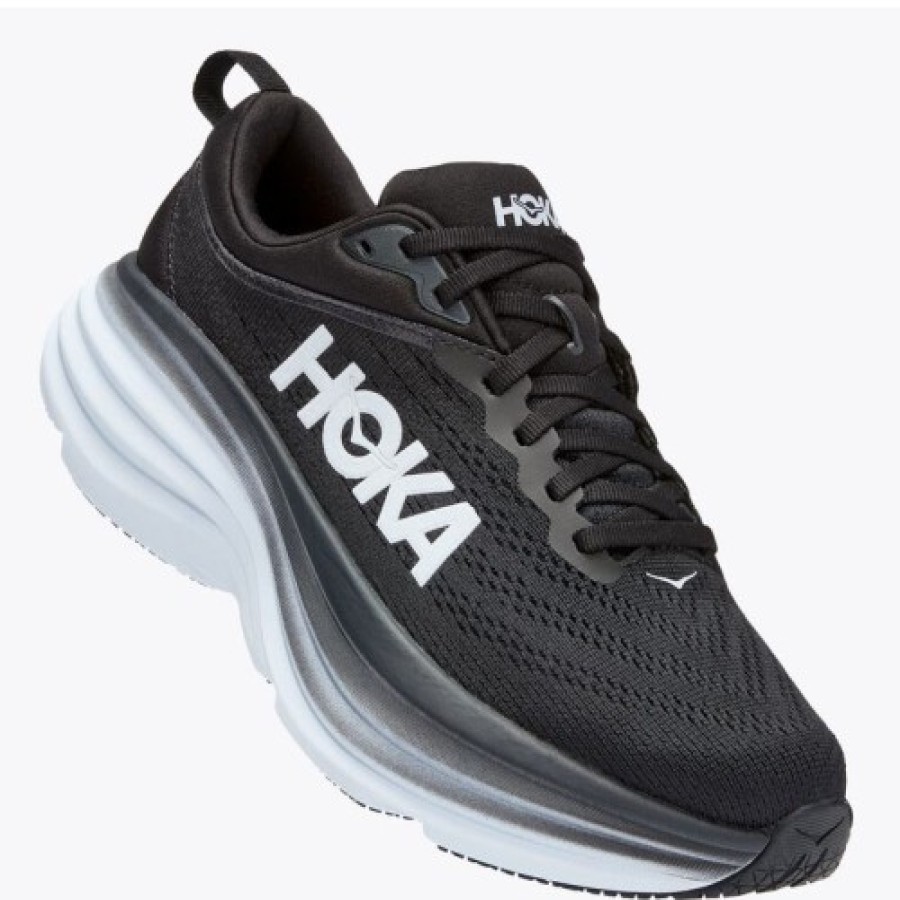 Women'S Hoka One One Lace Up | Hoka One One Women'S Bondi 8 In Black/White