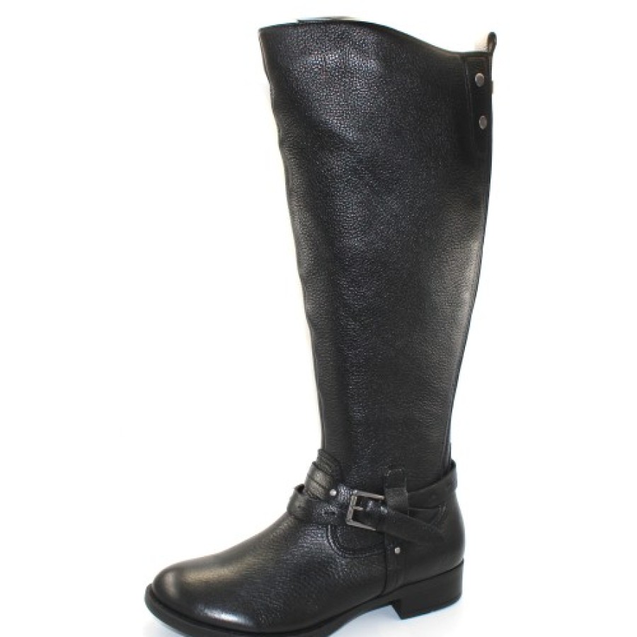 Women'S Salvia Full Shaft Boots | Salvia Women'S Portia In Black Pebble Nappa Leather