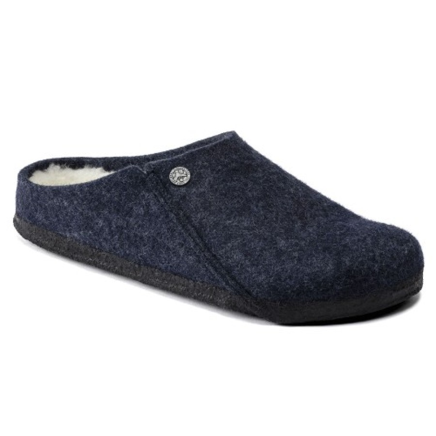 Women'S Birkenstock Indoor | Birkenstock Women'S Zermatt Shearling In Dark Blue Wool/Natural Shearling