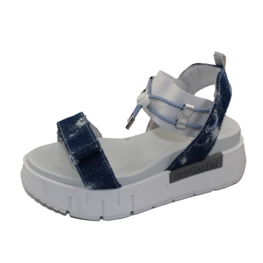 Women'S Nero Giardini Wedges | Nero Giardini Women'S E307845D In Jeans Fabric