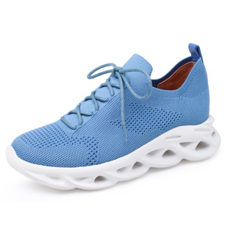 Women'S Yes Brand Shoes Travel | Yes Brand Shoes Women'S Sallie Lace In Denim Blue Knit Fabric