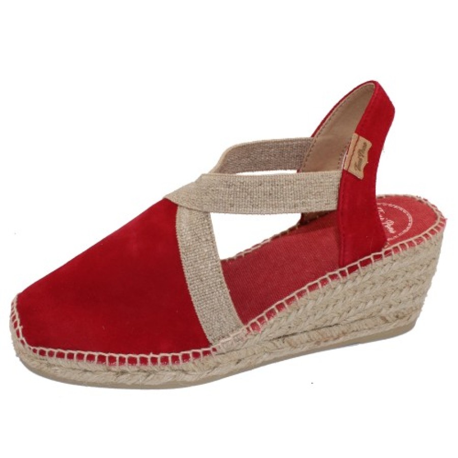 Women'S Toni Pons Wedges | Toni Pons Women'S Tona In Vermell Red Velour Suede