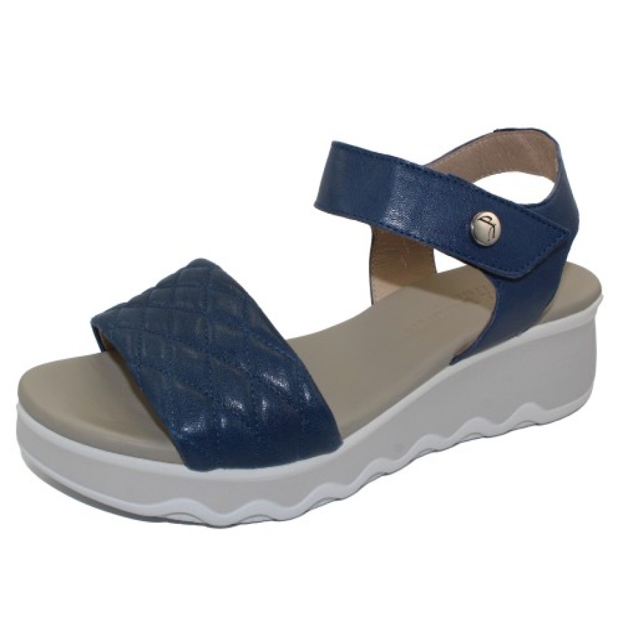 Women'S Paula Urban Wedges | Paula Urban Women'S 5-364 In Blue Quilted/Smooth Leather