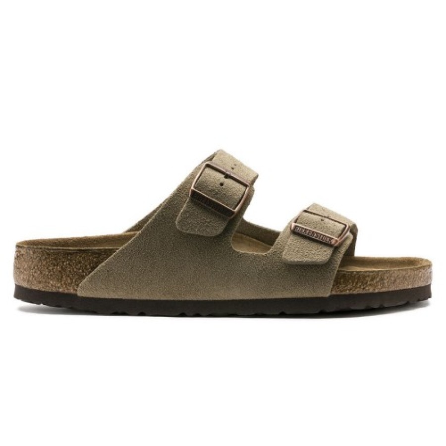 Women'S Birkenstock Flats | Birkenstock Women'S Arizona Soft Footbed In Taupe Suede - Regular Width