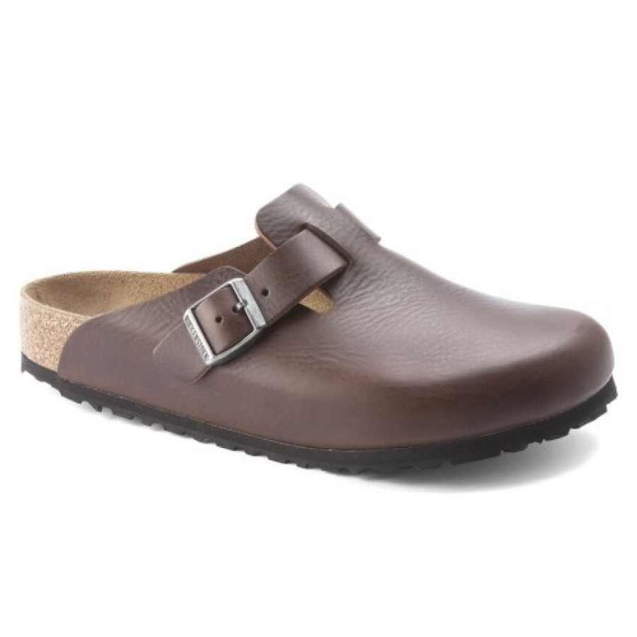 Men'S Birkenstock Slip Ons | Birkenstock Men'S Boston Grip In Vintage Wood Roast Leather