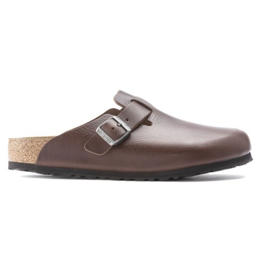 Men'S Birkenstock Slip Ons | Birkenstock Men'S Boston Grip In Vintage Wood Roast Leather