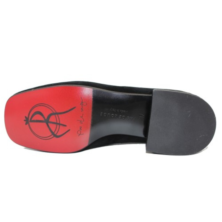 Women'S Pas De Rouge Slip Ons | Pas De Rouge Women'S Celia 4103 In Black Suede/Crinkle Patent Leather