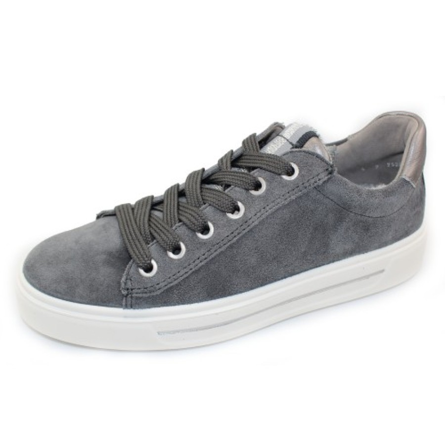 Women'S Ara Oxfords | Ara Women'S Camden In Graphite Suede/Silver Leather