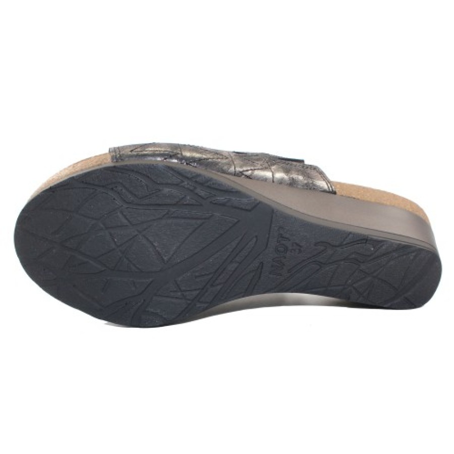 Women'S Naot Footbed | Naot Women'S Crown In Metallic Onyx Leather