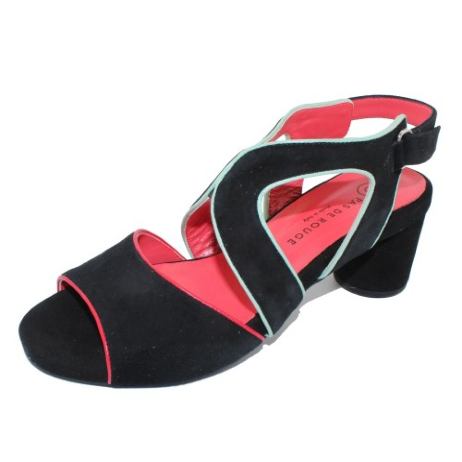 Women'S Pas De Rouge Heels | Pas De Rouge Women'S Chantal 2775 In Black Suede/Candy Nappa