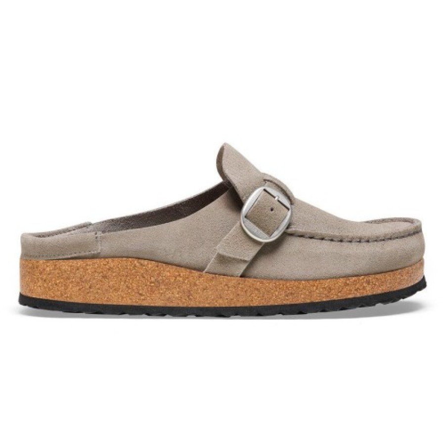 Women'S Birkenstock Travel | Birkenstock Women'S Buckley In Stone Coin Embossed Suede