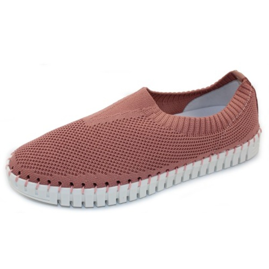 Women'S Eric Michael Slip Ons | Eric Michael Women'S Lucy In Pink Knit/Nubuck