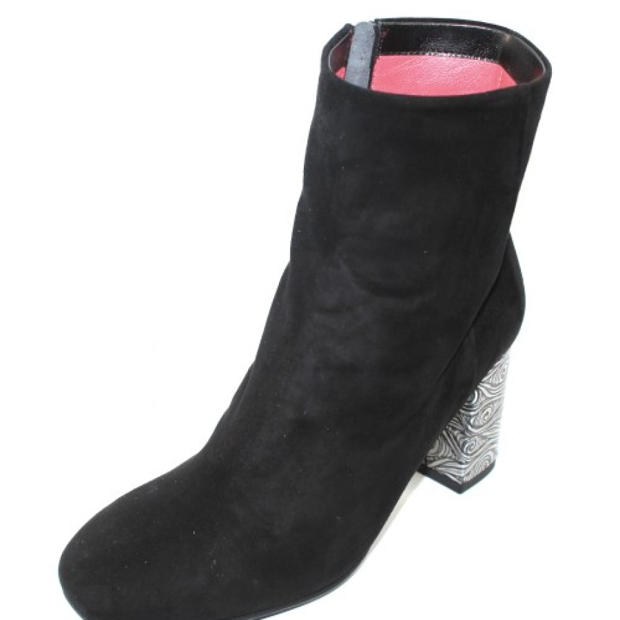 Women'S Pas De Rouge Zippers | Pas De Rouge Women'S Chantal 1912 In Black Suede