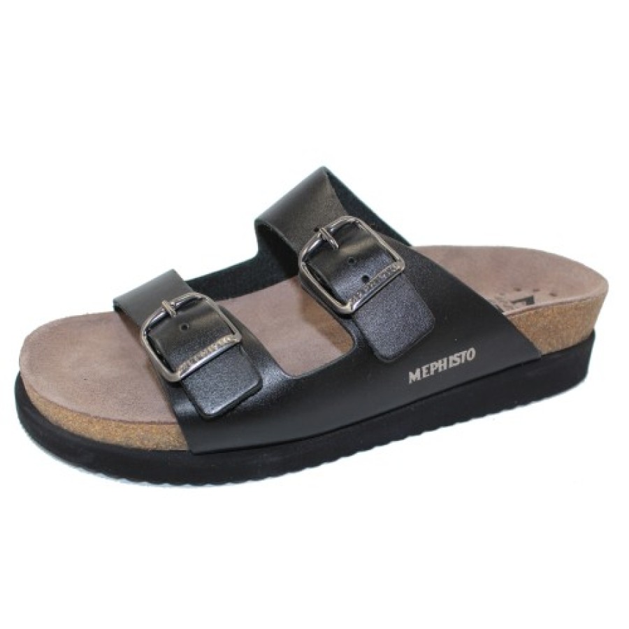 Women'S Mephisto Footbed | Mephisto Women'S Harmony In Black Waxy Leather 2800