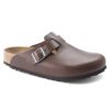 Men'S Birkenstock Open Back | Birkenstock Men'S Boston Grip In Vintage Wood Roast Leather