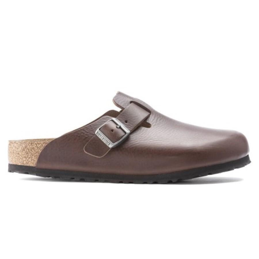 Men'S Birkenstock Open Back | Birkenstock Men'S Boston Grip In Vintage Wood Roast Leather