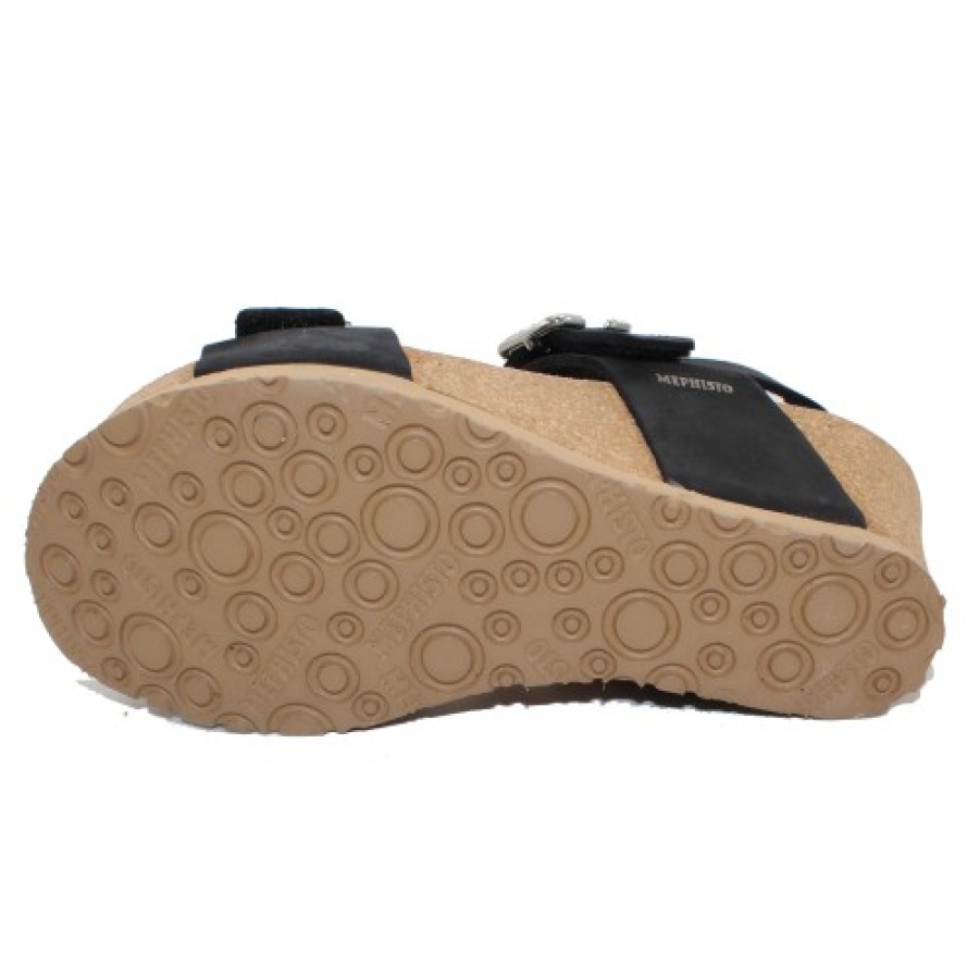 Women'S Mephisto Back Straps | Mephisto Women'S Lissandra In Black Sandalbuck 6000