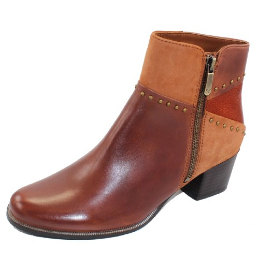 Women'S Regarde Le Ciel Zippers | Regarde Le Ciel Women'S Isabel-119 In Cuoio/Russet/Cognac Leather