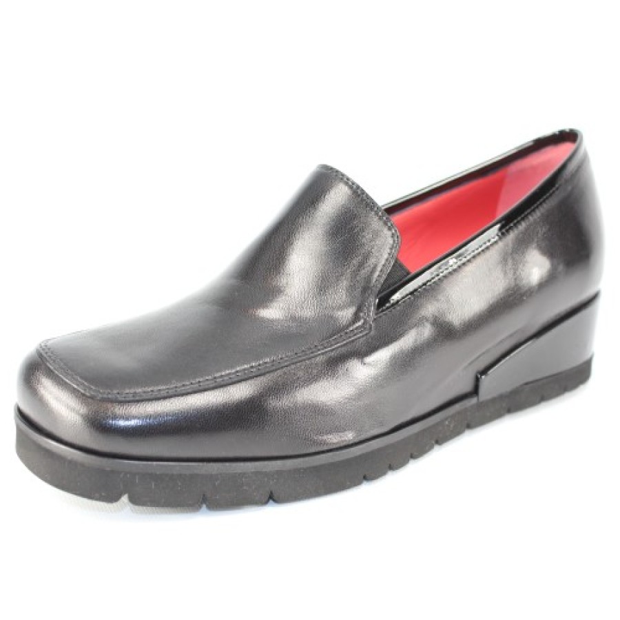 Women'S Pas De Rouge Slip Ons | Pas De Rouge Women'S Pitty 3222 In Black Nappa/Patent Leather