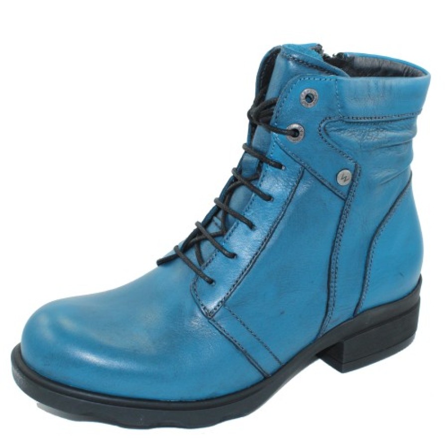 Women'S Wolky Ankle Boots | Wolky Women'S Center Wr In Petrol Velvet Leather