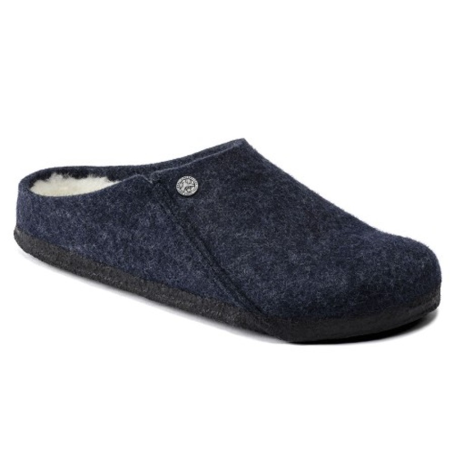 Women'S Birkenstock Outdoor | Birkenstock Women'S Zermatt Shearling In Dark Blue Wool/Natural Shearling