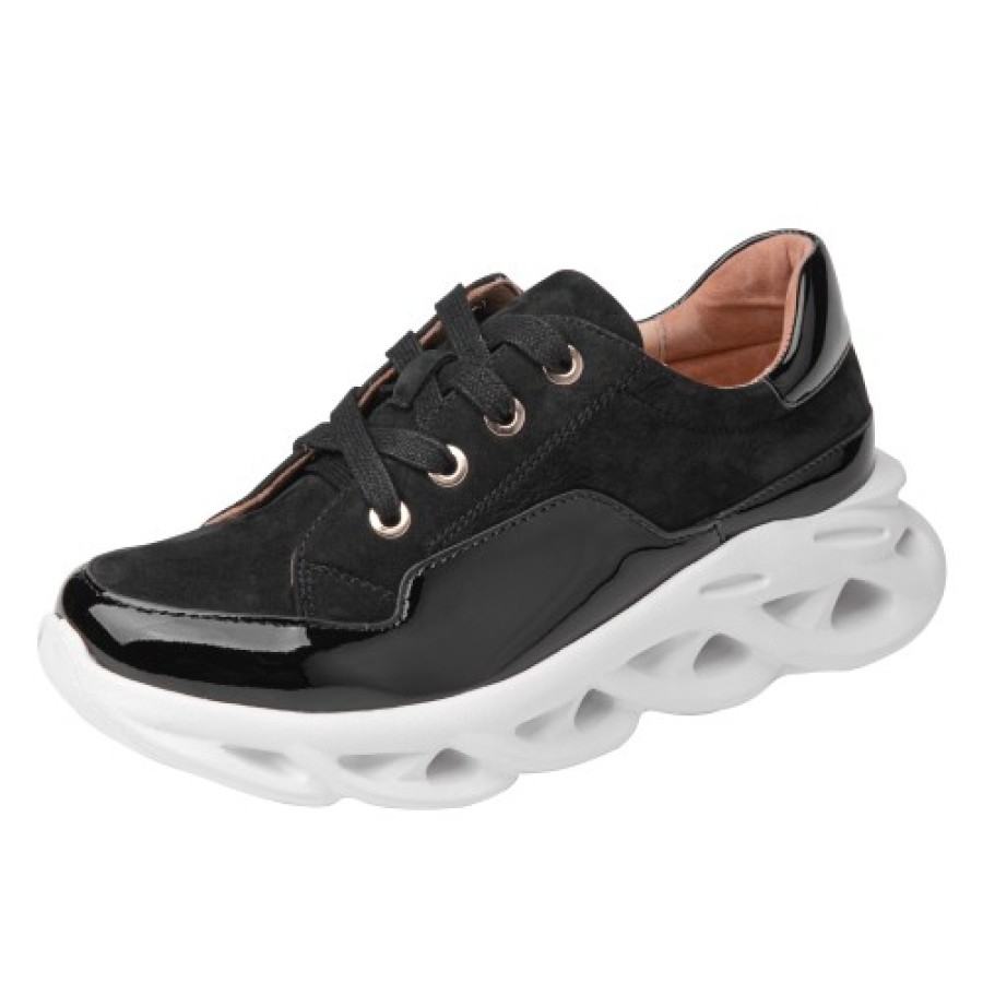 Women'S Yes Brand Shoes Fashion | Yes Brand Shoes Women'S Serenity In Black Nubuck/Patent Leather