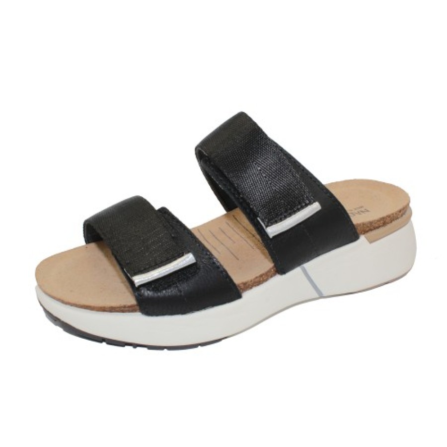 Women'S Naot Travel | Naot Women'S Calliope In Soft Black/Soft Silver Leather/Black Woven Strap