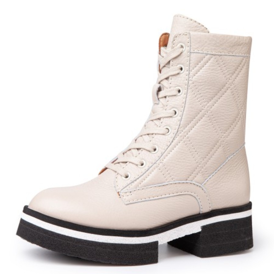 Women'S Yes Brand Shoes Zippers | Yes Brand Shoes Women'S Bailey In Off White Water Resistant Plonge Leather