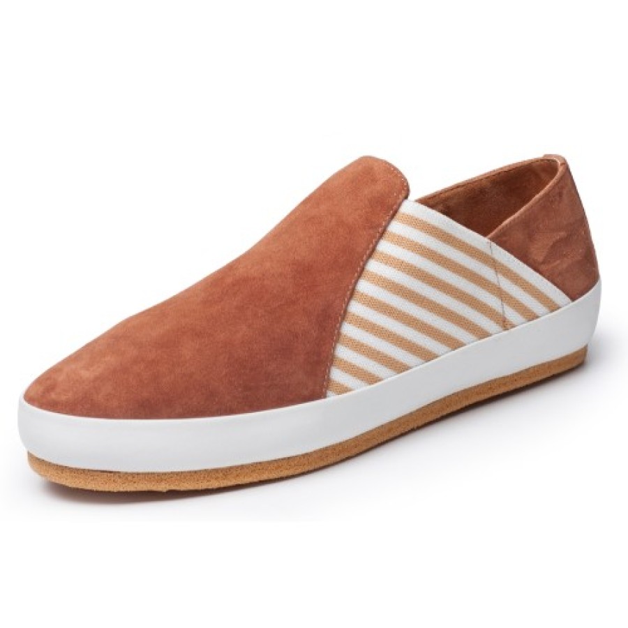 Women'S Yes Brand Shoes Travel | Yes Brand Shoes Women'S Belle In Cognac Kid Suede/White Plonge Leather