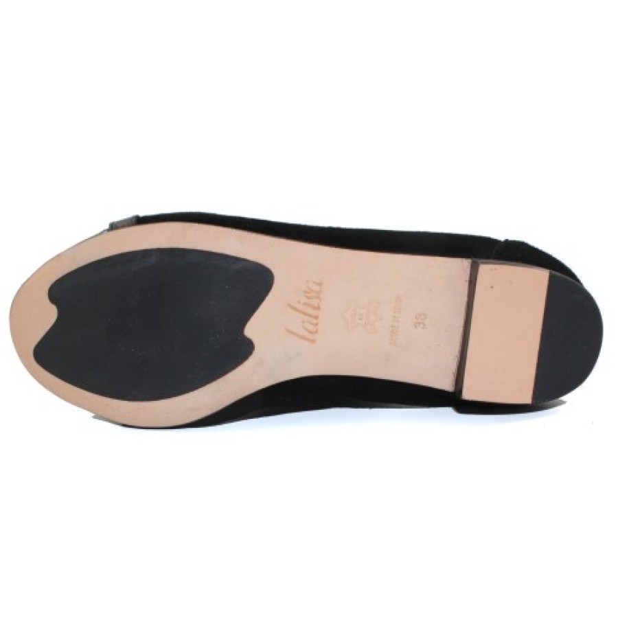 Women'S Lalisa Slip Ons | Lalisa Women'S Chloe 195203 In Black Suede/Patent Leather/Calfskin Leather