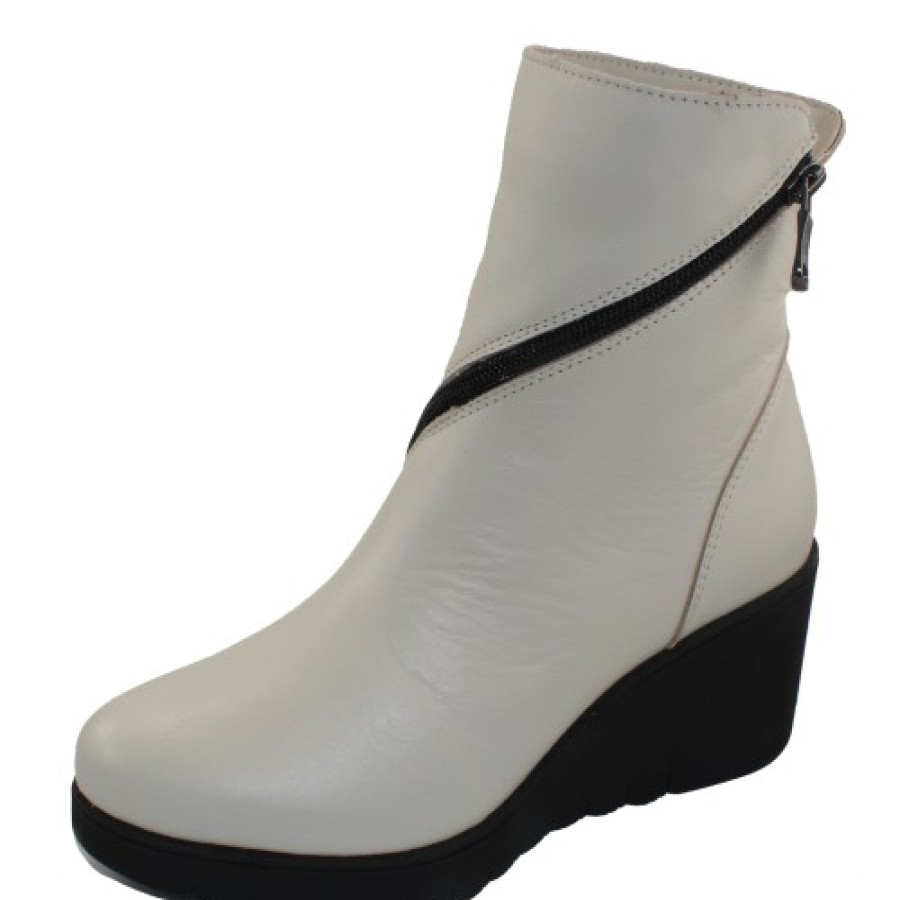 Women'S Paula Urban Mid Calf Boots | Paula Urban Women'S 15-1205 In Off White Savana Leather