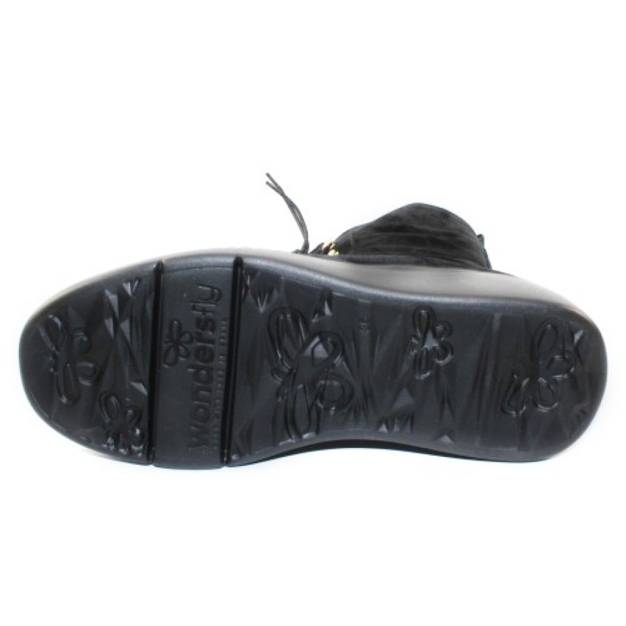 Women'S Wonders Platforms | Wonders Women'S A-8307 In Black Suede/Stretch Fabric