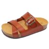 Women'S Plakton Slides | Plakton Women'S 345984 In Camello Vaqueta Waxy Leather