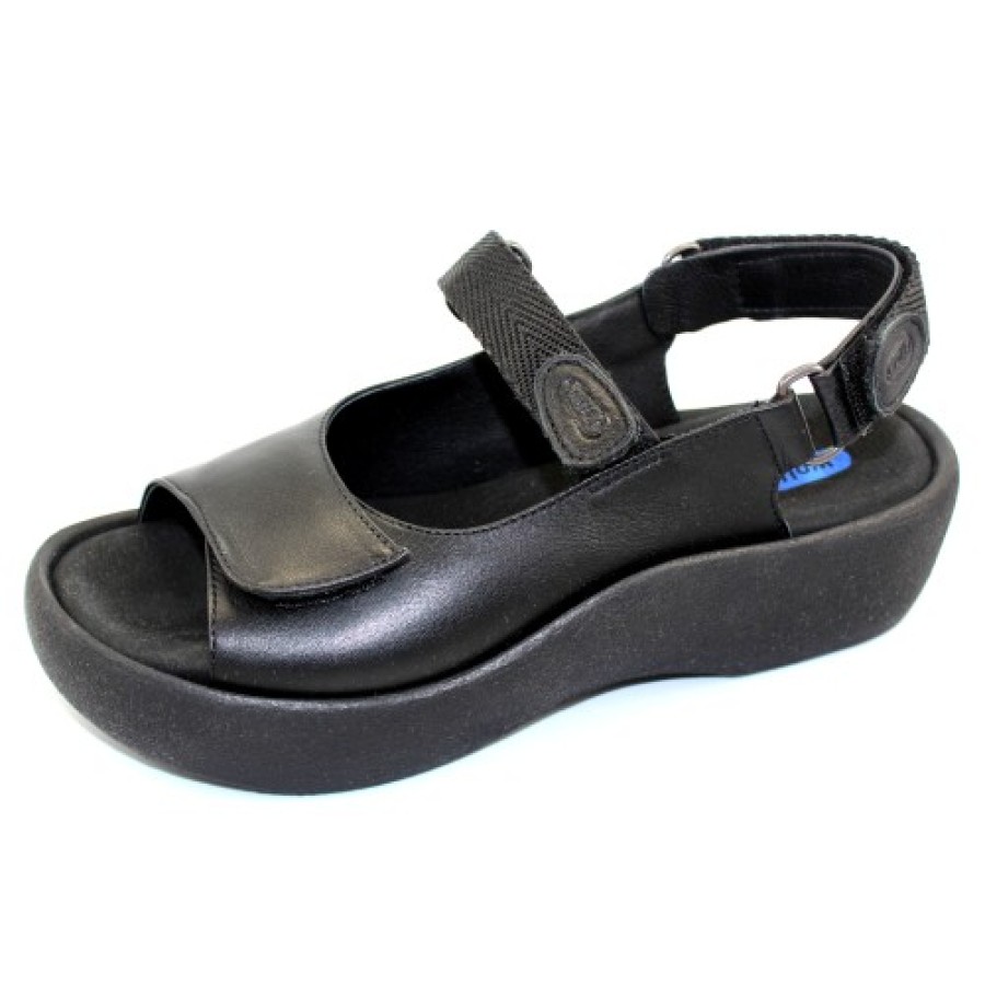 Women'S Wolky Wedges | Wolky Women'S Jewel In Black Smooth Leather