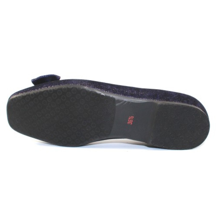 Women'S Pas De Rouge Slip Ons | Pas De Rouge Women'S Donata B1822 In Dark Blue Goffrato Embossed Suede/Nickle Ornament