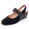 Women'S Yes Brand Shoes Wedges | Yes Brand Shoes Women'S Paula In Black Kid Suede/Plonge Leather