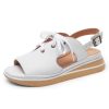 Women'S Yes Brand Shoes Platforms | Yes Brand Shoes Women'S Amelia In White Plonge Leather