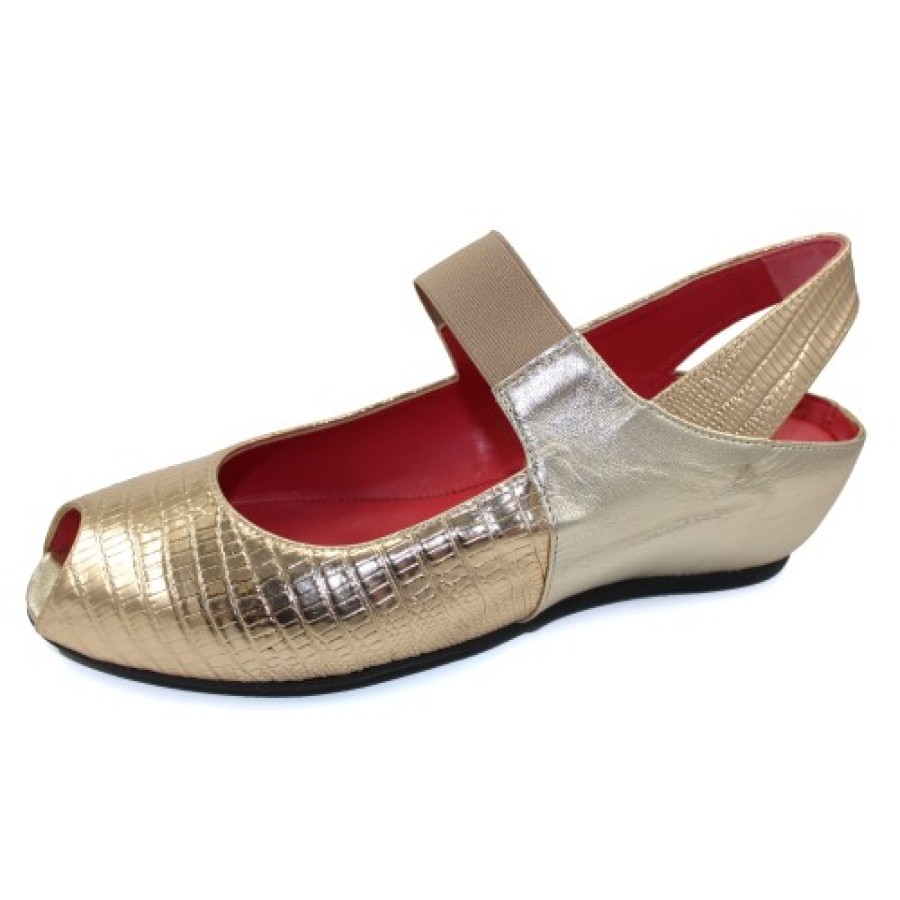 Women'S Pas De Rouge Wedges | Pas De Rouge Women'S Silvia R918 In Platino Lizard Printed/Crinkle Patent Leather