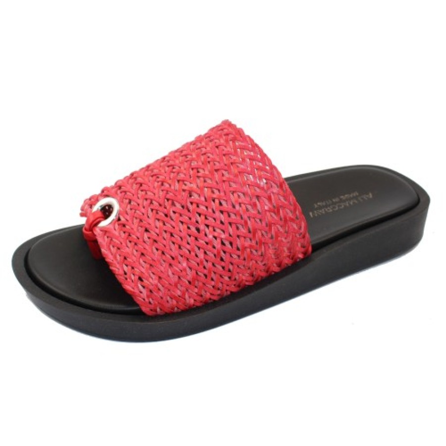 Women'S Ali MacGraw Wedges | Ali Macgraw Women'S Straw In Red Leather