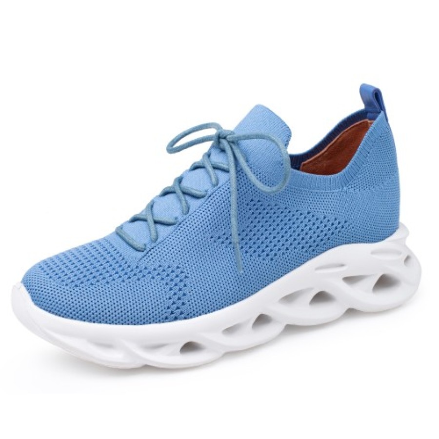 Women'S Yes Brand Shoes Lace Up | Yes Brand Shoes Women'S Sallie Lace In Denim Blue Knit Fabric