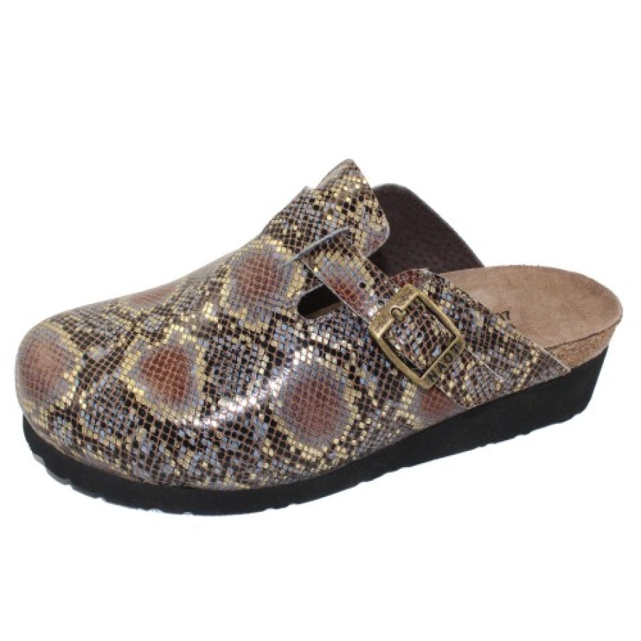 Women'S Naot Wedges | Naot Women'S Autumn In Gold Python Leather