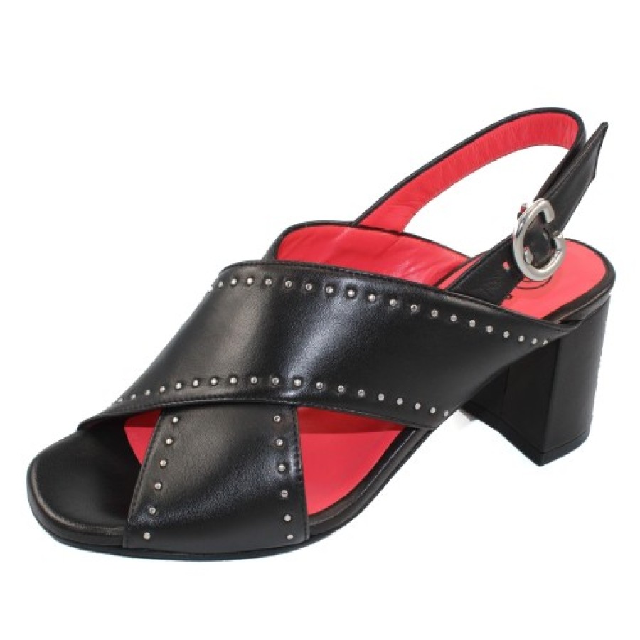 Women'S Pas De Rouge Slingbacks & Backstraps | Pas De Rouge Women'S Fleur 2330 In Black Nappa Leather