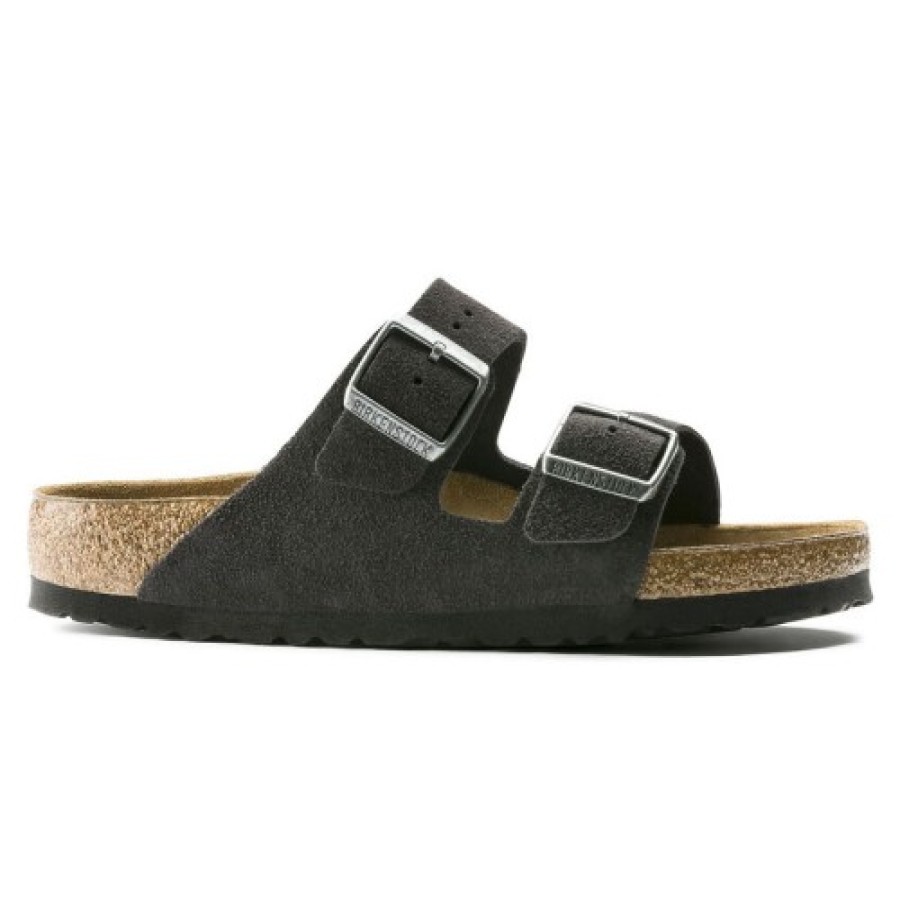 Men'S Birkenstock Walking | Birkenstock Men'S Arizona Soft Footbed In Velvet Grey Suede