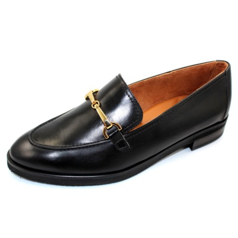 Women'S Paul Green Slip Ons | Paul Green Women'S Newton Flt In Black Brushed Leather