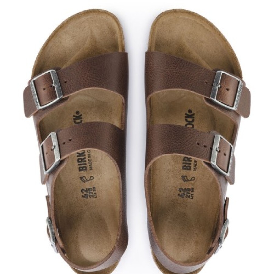 Men'S Birkenstock Walking | Birkenstock Men'S Milano In Vintage Wood Roast Leather