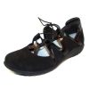 Women'S Naot Flats | Naot Women'S Timu In Black Velvet Nubuck/Madras Leather