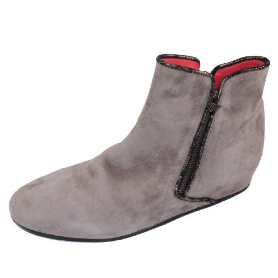 Women'S Pas De Rouge Boots & Booties | Pas De Rouge Women'S Omer 2667 In Grey Suede/Anthracite Trim