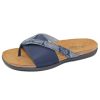 Women'S Naot Slides | Naot Women'S Penelope In Navy Elastic/Navy Python Leather/Navy Nubuck